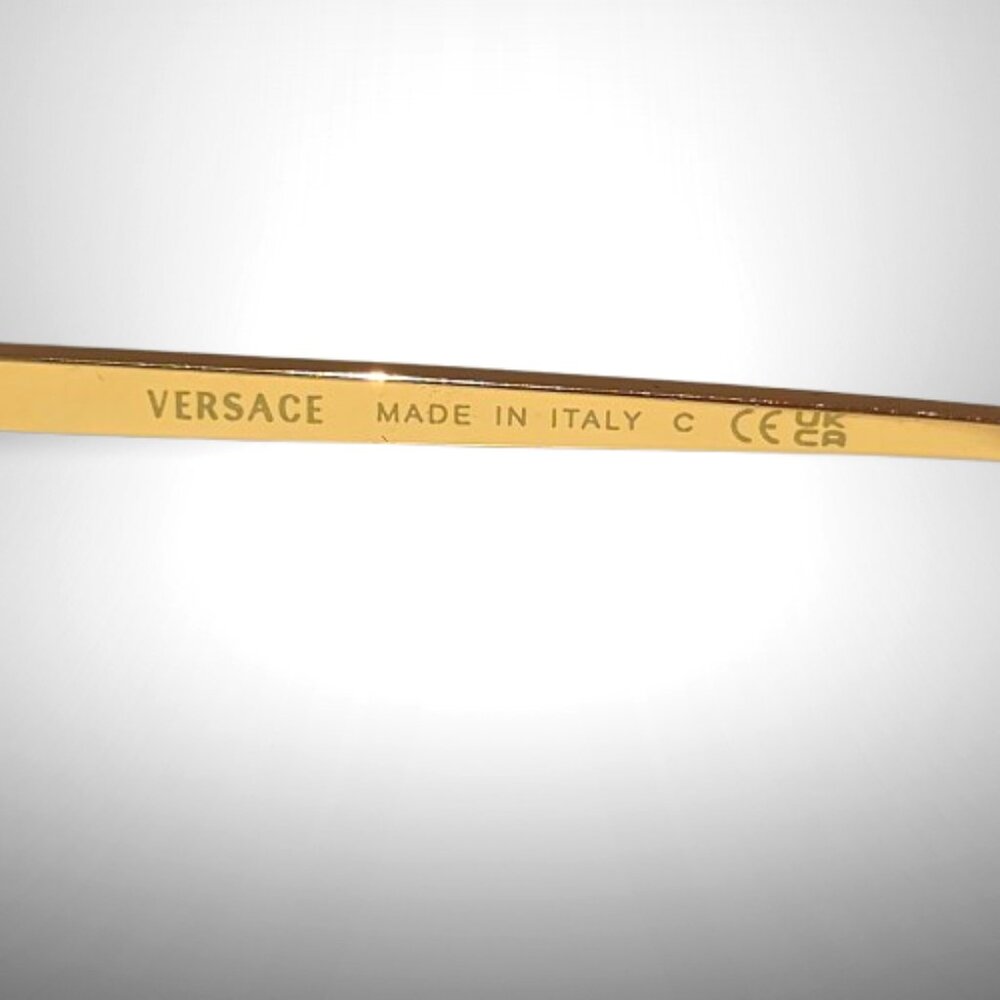 Versace Medusa VE2250K Rimless Gold Metal Aviator Sunglasses - New - Picture 7 of 8